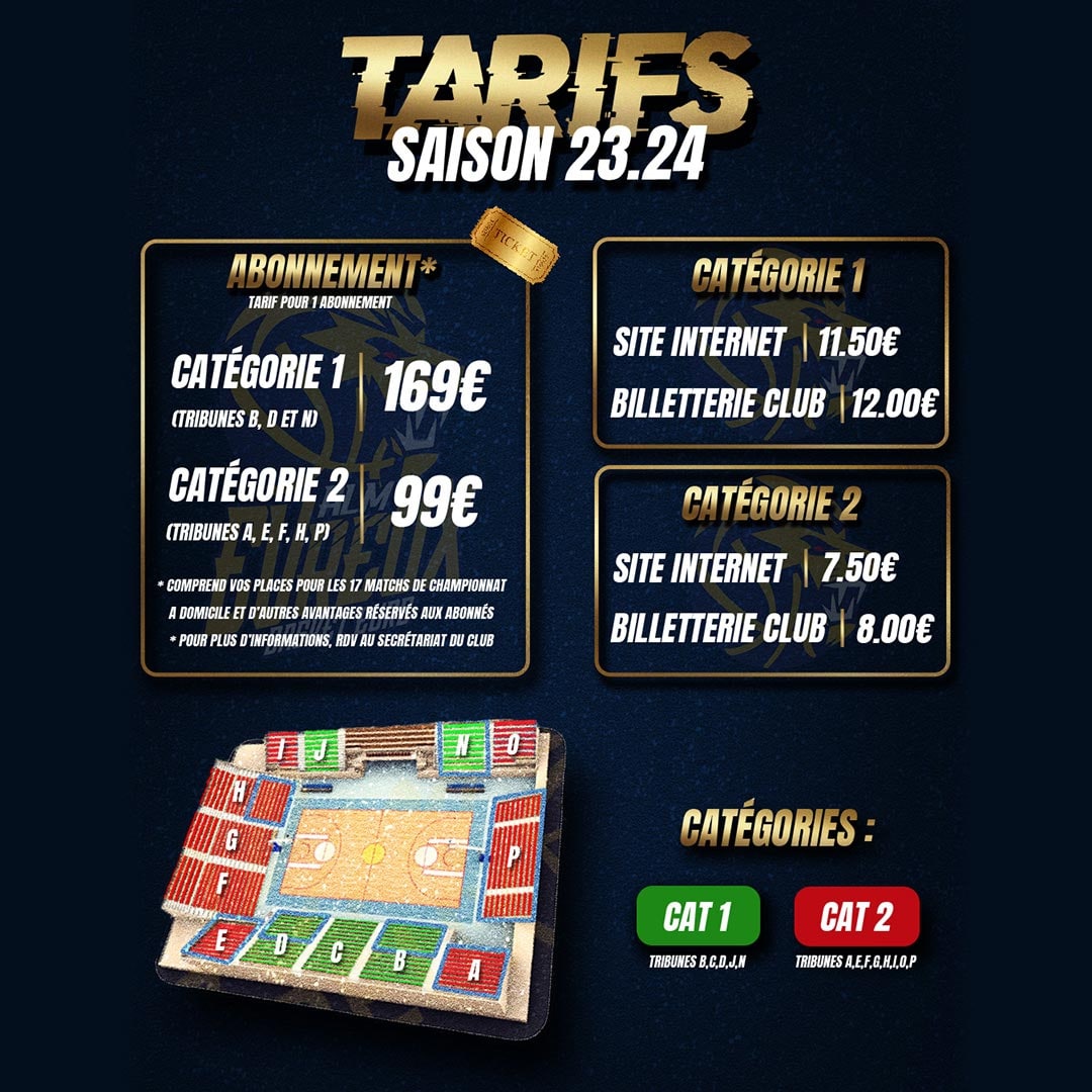 Tarifs abonnements, saison 2022-2023