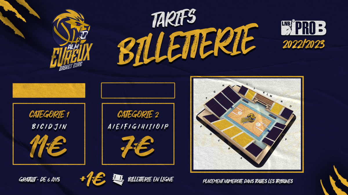 Tarifs Billetterie - ALM Evreux Basket Eure