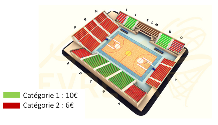Salle Jean Fourré, Plan de la salle avec les tribunes